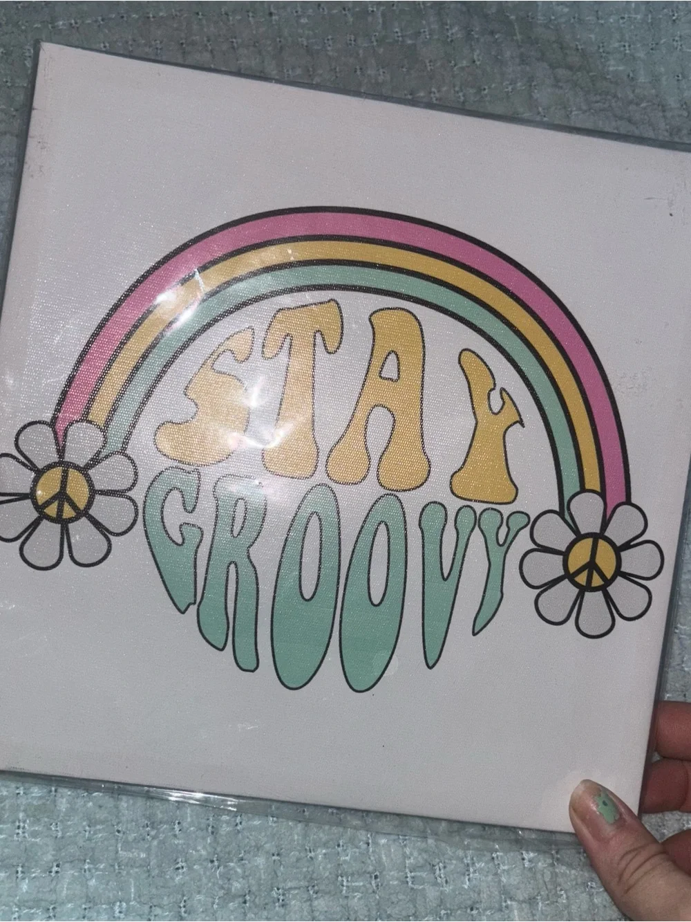 Stay Groovy Pastel Rainbow Wall Art NWT